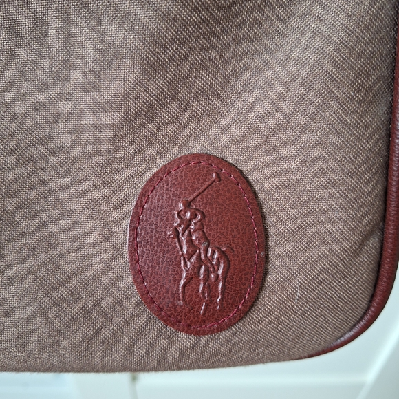 Vintage Polo Tote Bag in Brown with Burgundy Trim - Picture 2 of 4
